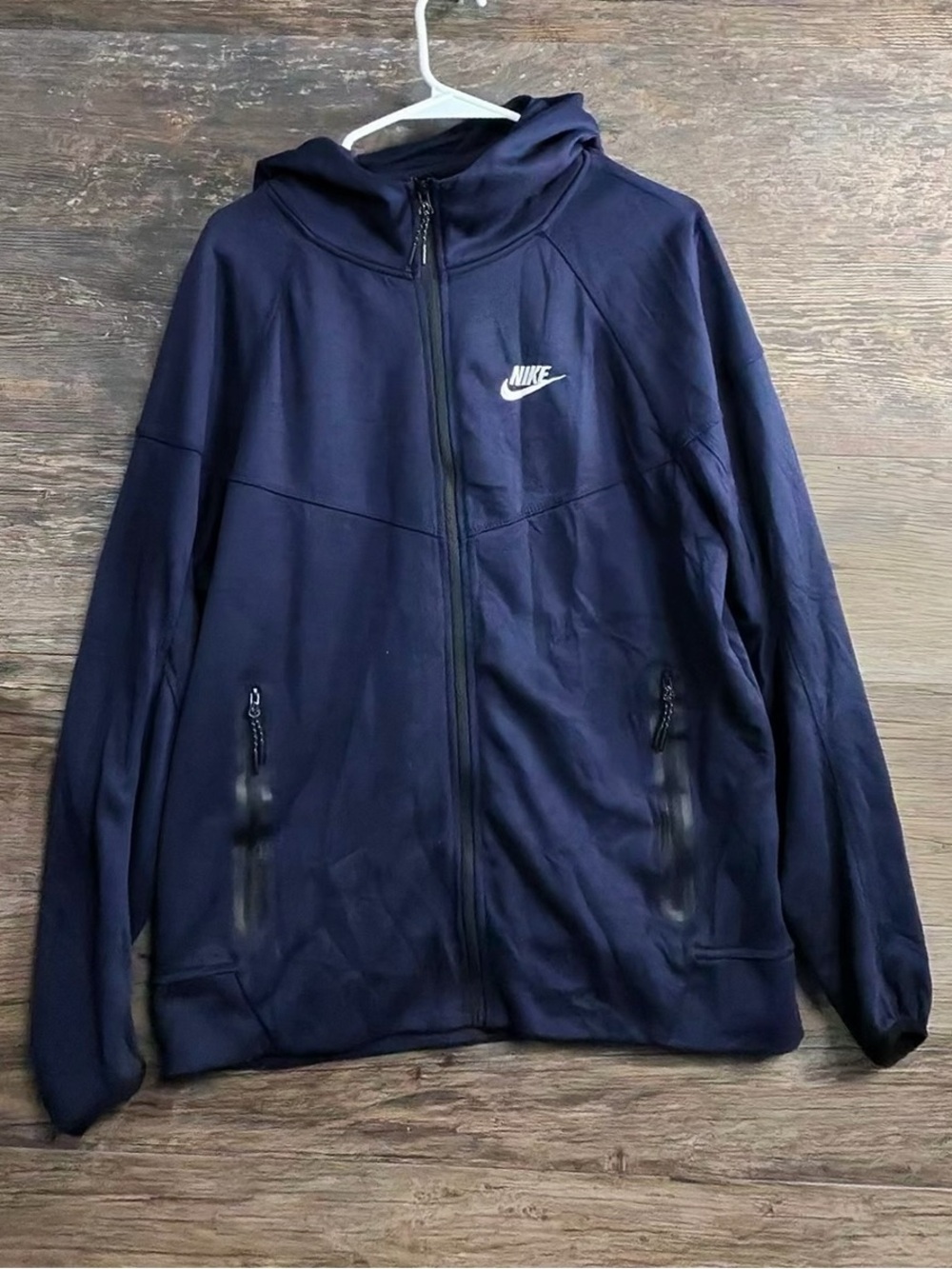Nike Navy Full-Zip Hooded Jacket Sweatshirt Hoodie with Swoosh